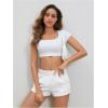imageSOLY HUX Womens Sweat Shorts Casual Summer Elastic High Waist Running Lounge Shorts with PocketsPure White