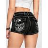 imageSOLY HUX Womens Y2k Denim Shorts Grunge Punk Low Waist Skinny Mini Jean Shorts StreetwearBlack Printed