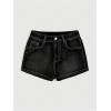 imageSOLY HUX Womens Y2k Denim Shorts Grunge Punk Low Waist Skinny Mini Jean Shorts StreetwearBlack Printed
