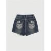 imageSOLY HUX Womens Y2k Denim Shorts Grunge Punk Low Waist Skinny Mini Jean Shorts StreetwearDark Blue