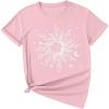 imageSOLY HUX Graphic Tees for Girl Floral Print Short Sleeve Round Neck T Shirts TopsPink Moon Print