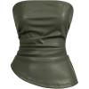imageSOLY HUX Womens PU Leather Tube Top Strapless Ruched Asymmetrical Bandeau Tops Rave Concert OutfitArmy Green