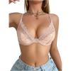 imageSOLY HUX Womens Sexy Lace Bras Underwire Everyday Bra Comfort Push Up BralettesPlain Coral Pink