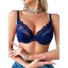 imageSOLY HUX Womens Sexy Lace Bras Underwire Everyday Bra Comfort Push Up BralettesPlain Dark Blue