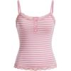 imageSOLY HUX Womens Striped Lace Trim Cami Crop Top Button Front Spaghetti Strap Y2k TopsPink Striped