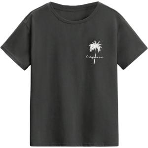 imageSOLY HUX Boys Graphic Tees Palm Tree Print Short Sleeve Crew Neck Summer Trendy TShirts Clothes for Teen BoysDark Grey