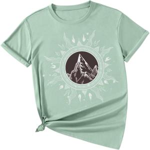 imageSOLY HUX Graphic Tees for Girl Floral Print Short Sleeve Round Neck T Shirts TopsMint Green Graphic Print