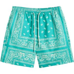 imageSOLY HUX Mens Elastic High Waisted Casual Summer ShortsMint Blue Paisley