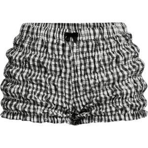 imageSOLY HUX Womens Ruffle Shorts Plaid Y2k Lace Bloomers Elastic Waist Frill Bottoms Gingham Micro BoyshortsBlack and White Plaid