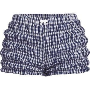 imageSOLY HUX Womens Ruffle Shorts Plaid Y2k Lace Bloomers Elastic Waist Frill Bottoms Gingham Micro BoyshortsDark Blue Plaid