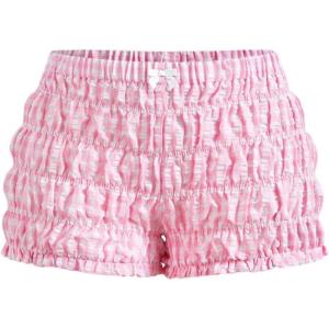 imageSOLY HUX Womens Ruffle Shorts Plaid Y2k Lace Bloomers Elastic Waist Frill Bottoms Gingham Micro BoyshortsPink Plaid