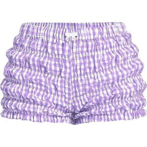 imageSOLY HUX Womens Ruffle Shorts Plaid Y2k Lace Bloomers Elastic Waist Frill Bottoms Gingham Micro BoyshortsPurple Plaid