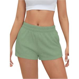 imageSOLY HUX Womens Sweat Shorts Casual Summer Elastic High Waist Running Lounge Shorts with PocketsPure Green
