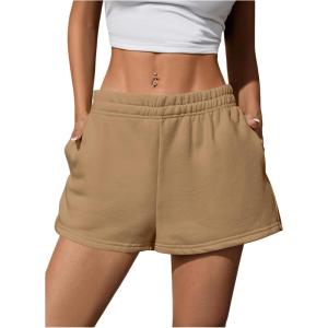 imageSOLY HUX Womens Sweat Shorts Casual Summer Elastic High Waist Running Lounge Shorts with PocketsPure Khaki