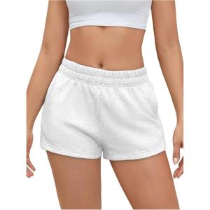 imageSOLY HUX Womens Sweat Shorts Casual Summer Elastic High Waist Running Lounge Shorts with PocketsPure White