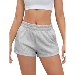 imageSOLY HUX Womens Sweat Shorts Casual Summer Elastic High Waist Running Lounge Shorts with PocketsSolid Grey