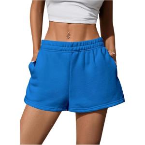 imageSOLY HUX Womens Sweat Shorts Casual Summer Elastic High Waist Running Lounge Shorts with PocketsTeal Blue