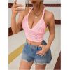 imageSOLY HUX Womens Crochet Halter Tops Summer Y2K Cute Crop Tops Sexy Knitted Sleeveless CamisoleLight Pink