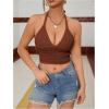 imageSOLY HUX Womens Crochet Halter Tops Summer Y2K Cute Crop Tops Sexy Knitted Sleeveless CamisoleRust Brown