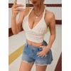 imageSOLY HUX Womens Crochet Halter Tops Summer Y2K Cute Crop Tops Sexy Knitted Sleeveless CamisoleSolid White