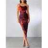 imageSOLY HUX Womens Tie Dye Cowl Neck Split Hem Bodycon Cami Dress Backless Long DressesMulticolor Red