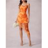 imageSOLY HUX Womens Tie Dye Cowl Neck Split Hem Bodycon Cami Dress Backless Long DressesOrange Floral