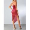 imageSOLY HUX Womens Tie Dye Cowl Neck Split Hem Bodycon Cami Dress Backless Long DressesSolid Watermelon Pink