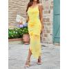 imageSOLY HUX Womens Tie Dye Cowl Neck Split Hem Bodycon Cami Dress Backless Long DressesYellow Floral