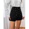 imageSOLY HUX Womens Elegant Pearl High Waisted Shorts Straight Leg Work Office Dress ShortsBlack