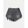 imageSOLY HUX Womens Ripped Raw Hem Jean Shorts High Waisted Straight Leg Denim Shorts StreetwearSolid Black