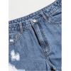 imageSOLY HUX Womens Ripped Raw Hem Jean Shorts High Waisted Straight Leg Denim Shorts StreetwearSolid Dark Blue