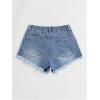 imageSOLY HUX Womens Ripped Raw Hem Jean Shorts High Waisted Straight Leg Denim Shorts StreetwearSolid Dark Blue