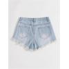 imageSOLY HUX Womens Ripped Raw Hem Jean Shorts High Waisted Straight Leg Denim Shorts StreetwearSolid Light Blue