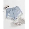 imageSOLY HUX Womens Ripped Raw Hem Jean Shorts High Waisted Straight Leg Denim Shorts StreetwearSolid Light Blue