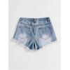 imageSOLY HUX Womens Ripped Raw Hem Jean Shorts High Waisted Straight Leg Denim Shorts StreetwearSolid Medium Blue