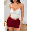 imageSOLY HUX Womens Ruffle Shorts Y2k Lace Lolita Bloomers Elastic Waist Frill Bottoms Micro BoyshortsPlain Red