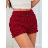 imageSOLY HUX Womens Ruffle Shorts Y2k Lace Lolita Bloomers Elastic Waist Frill Bottoms Micro BoyshortsPlain Red