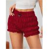 imageSOLY HUX Womens Ruffle Shorts Y2k Lace Lolita Bloomers Elastic Waist Frill Bottoms Micro BoyshortsPlain Red