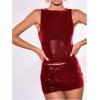 imageSOLY HUX Womens Sequin Sparkly Shorts Low Elastic Waist Y2k Party Club Mini Booty ShortsPlain Burgundy