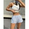 imageSOLY HUX Womens Striped Print Drawstring Waist Shorts Wide Leg Summer Beach Mini ShortsBlue Striped