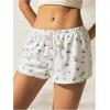 imageSOLY HUX Womens Striped Print Drawstring Waist Shorts Wide Leg Summer Beach Mini ShortsWhite Blue Floral