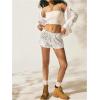 imageSOLY HUX Womens Striped Print Drawstring Waist Shorts Wide Leg Summer Beach Mini ShortsWhite Blue Floral