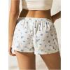 imageSOLY HUX Womens Striped Print Drawstring Waist Shorts Wide Leg Summer Beach Mini ShortsWhite Blue Floral