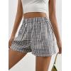 imageSOLY HUX Womens Y2K Striped Boxer Shorts Elastic High Waisted Straight Leg Workout Gym ShortsBlack Plaid