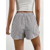 imageSOLY HUX Womens Y2K Striped Boxer Shorts Elastic High Waisted Straight Leg Workout Gym ShortsBlack Plaid