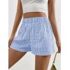 imageSOLY HUX Womens Y2K Striped Boxer Shorts Elastic High Waisted Straight Leg Workout Gym ShortsBlue Plaid