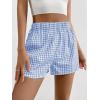 imageSOLY HUX Womens Y2K Striped Boxer Shorts Elastic High Waisted Straight Leg Workout Gym ShortsBlue Plaid