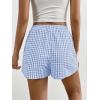 imageSOLY HUX Womens Y2K Striped Boxer Shorts Elastic High Waisted Straight Leg Workout Gym ShortsBlue Plaid