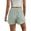 imageSOLY HUX Womens Y2K Striped Boxer Shorts Elastic High Waisted Straight Leg Workout Gym ShortsGreen Gingham