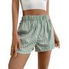 imageSOLY HUX Womens Y2K Striped Boxer Shorts Elastic High Waisted Straight Leg Workout Gym ShortsGreen Gingham